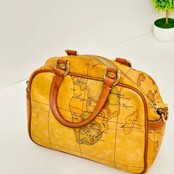 Alviero Martini Brown Map Print purse